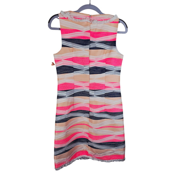 Trina Turk Orange Navy Fringe Women's Business Work Dress 0 - Picture 3 of 5